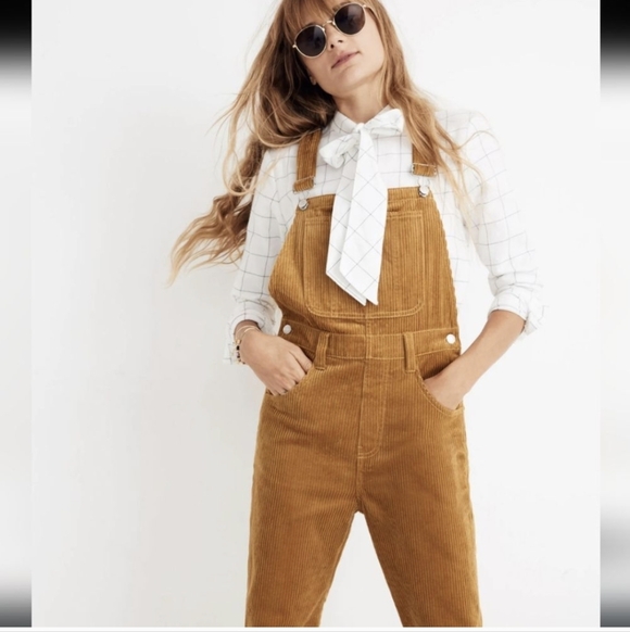 Madewell Women's Brown Corduroy Overalls - Picture 2 of 5